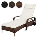 TecTake Polyrattan Sonnenliege Gartenliege Rattan Garten Liege Gartenmöbel Rattanmöbel -diverse Farben- (Braun-Schwarz) -
