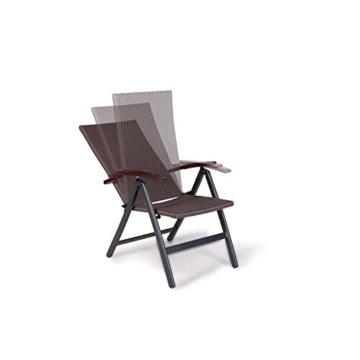 Vanage Gartenstuhl - Klappstuhl GS-geprüft & verstellbar - Garten-Möbel Outdoor Rattan-Sessel - hochwertiger Relaxsessel für Balkon & Terrasse, braun - 