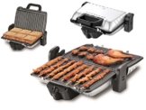 XL Profi Kontaktgrill Elektrogrill Sandwichtoaster 180° aufklappbar Grill Tischgrill Temperatur Regler 140°C - 200°C - 280°C Herausnehmbare und abwaschbare Grill Platten -