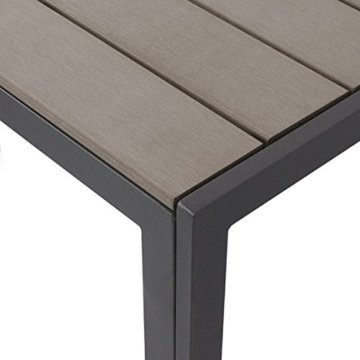 XXL Gartentisch Aluminium Esszimmertisch Polywood / Non Wood - Tisch Tischplatte 205x90cm Grau / Grau - 