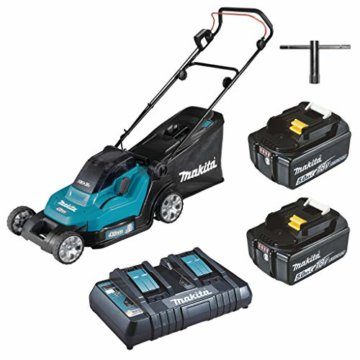 Makita DLM432PT2 Akku-Rasenmäher 2x18 V / 5,0 Ah, 2 Akkus + Doppelladegerät - 1