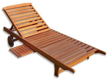 KMH®, Gartenliege aus massivem Eukalyptusholz mit integriertem Tisch (#101018) - 1