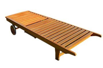 KMH®, Gartenliege aus massivem Eukalyptusholz mit integriertem Tisch (#101018) - 2