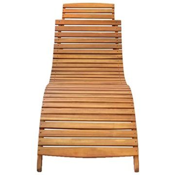 vidaXL Akazienholz Massiv Sonnenliege Klappbar Gartenliege Liegestuhl Holzliege Liege Gartenmöbel Saunaliege Relaxliege Strandliege Braun - 3
